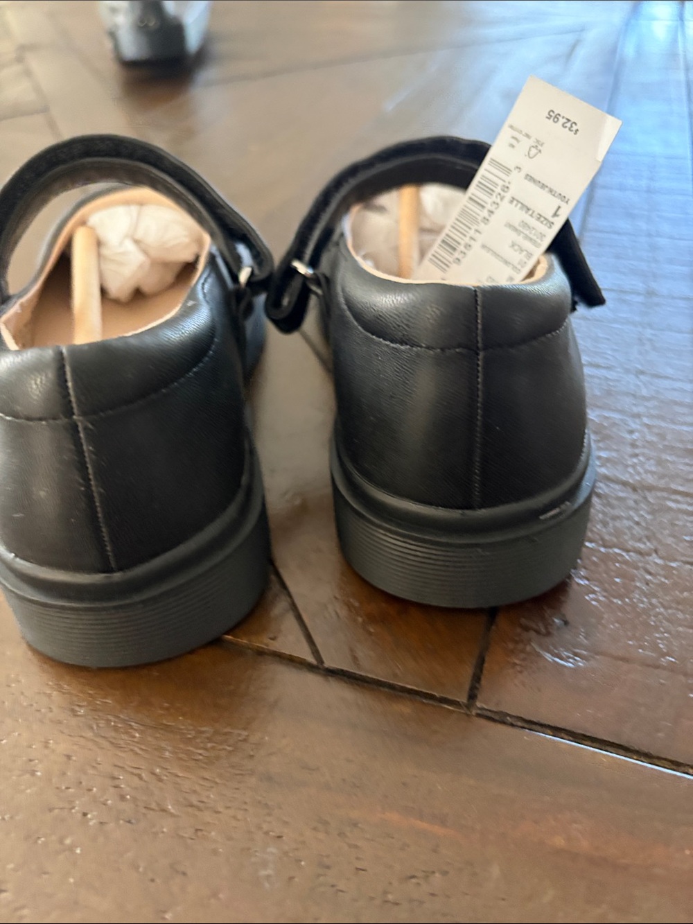 the childrens place girls mary jane black leather shoes sz 1 nwt - Picture 4 of 6